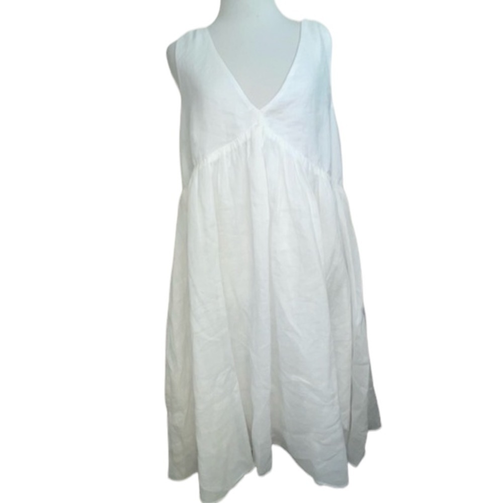 J Crew Double V Neck Ramie Cotton Sleeveless Dress M - Picture 4 of 17